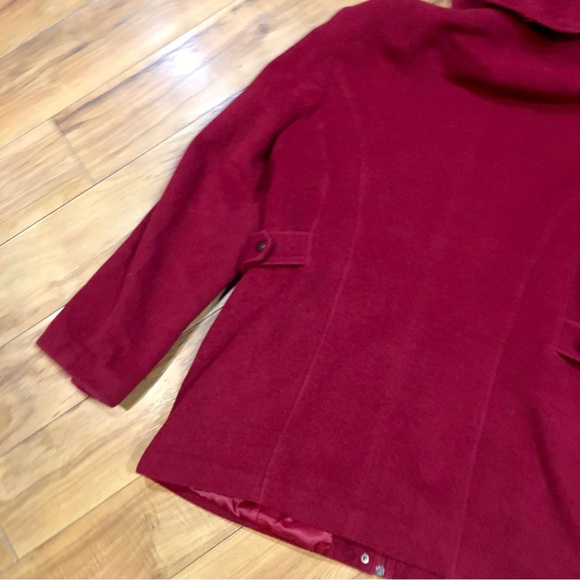 St Johns Bay cashmere red lined winter jacket pea coat wool preppy large XL - Picture 4 of 9